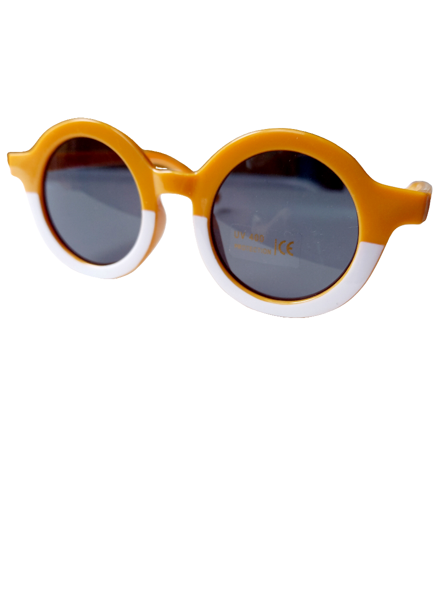 Bērnu saulesbrilles retro stilā|dzelteni baltas