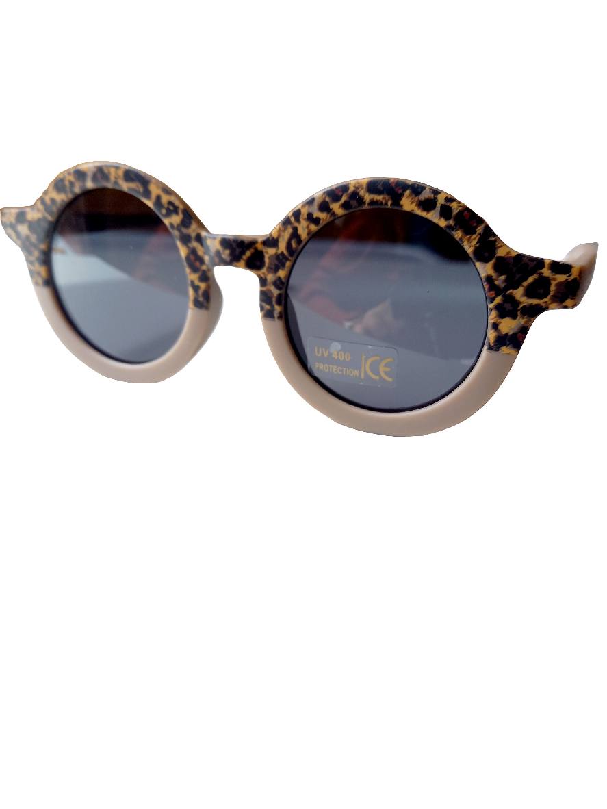 Bērnu saulesbrilles retro stilā|leoparda raksta māla tonī