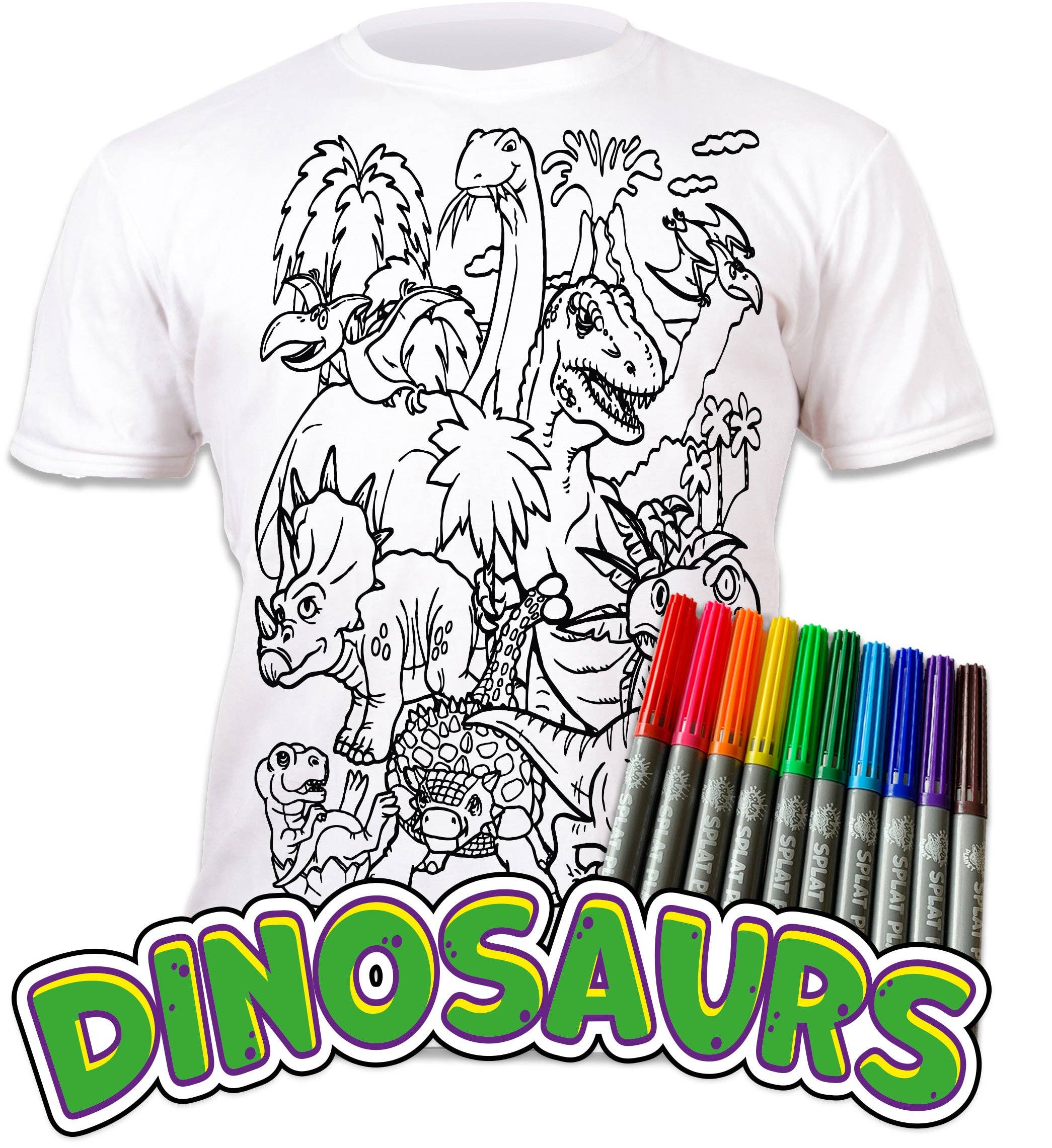 Bērnu T-krekls izkrāsošanai ar dinozauru motīvu