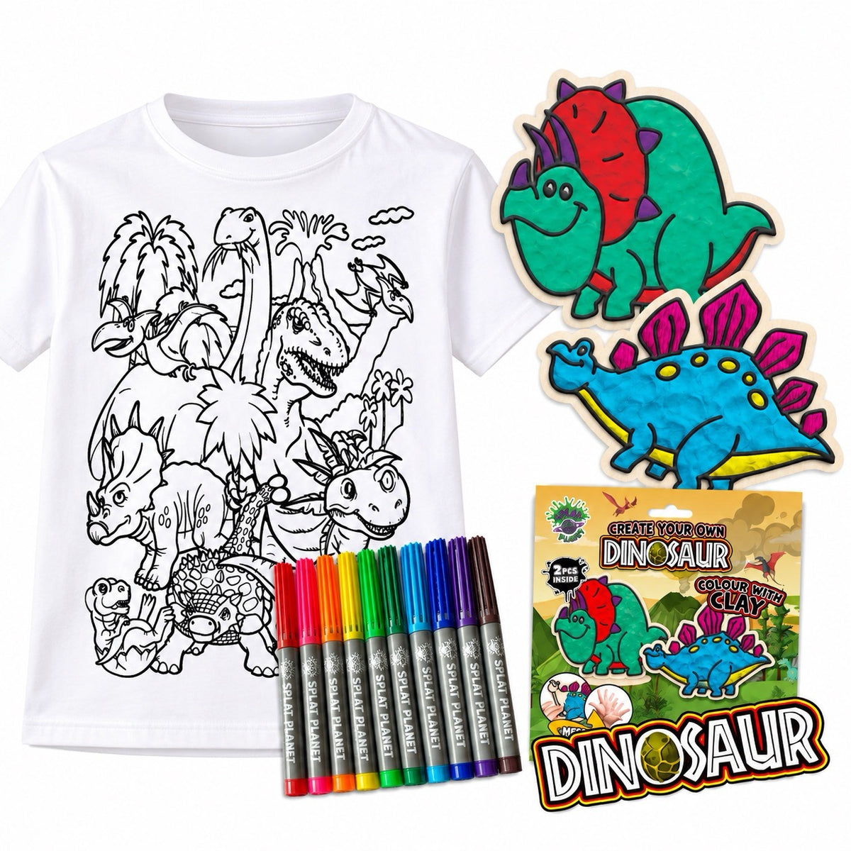 Dinozauru T-krekls un modelēšanas komplekts plastalīns