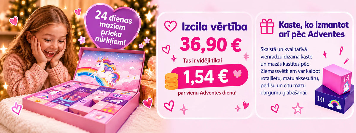 lieliska cena meiteņu adventes kalendāram vienradzis
