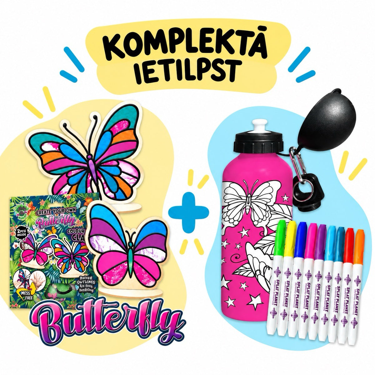 Komplekts tauriņu faniem|3D modelēšana un ūdens pudele