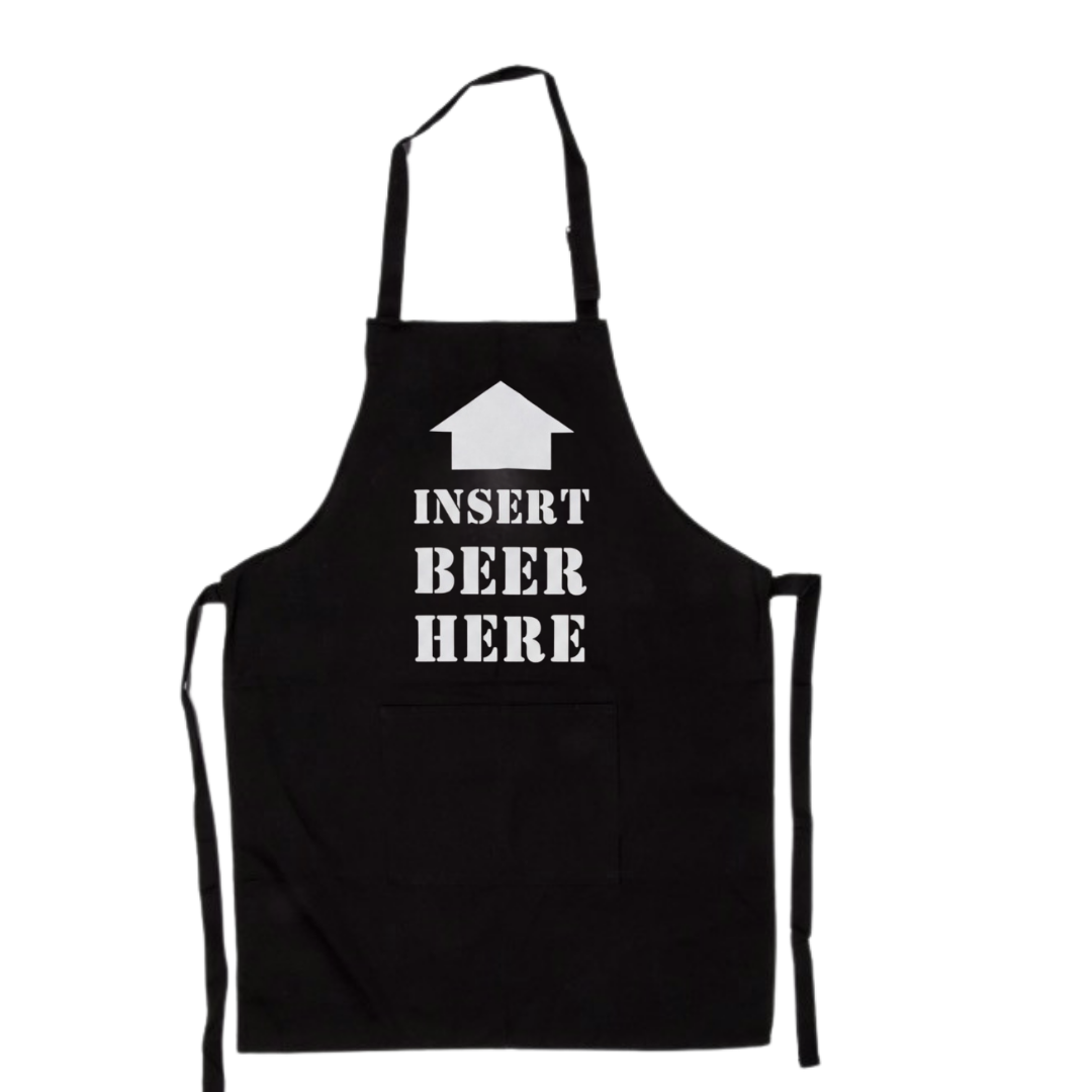 Melns kokvilnas priekšauts | Insert Beer Here dizains
