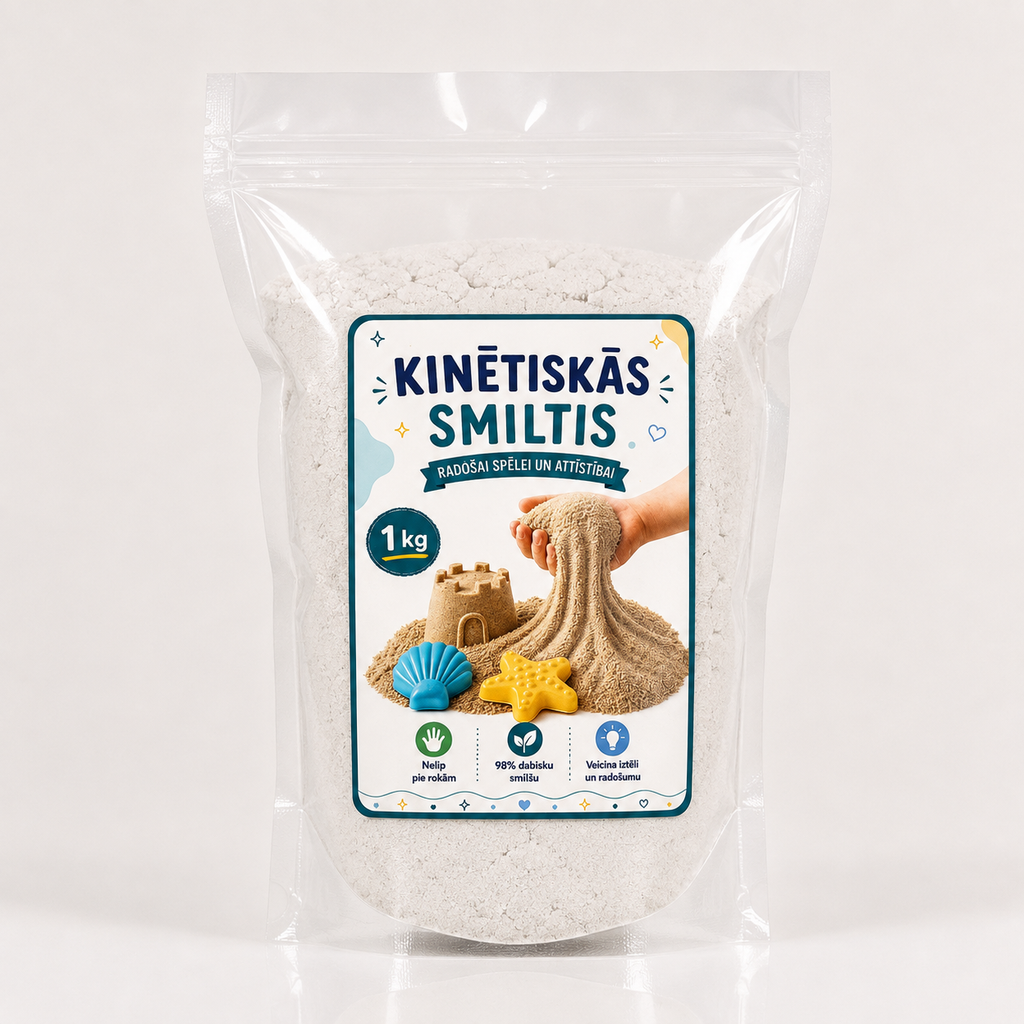 Baltas kinētiskās smiltis bērniem 1 kg iepakojumā