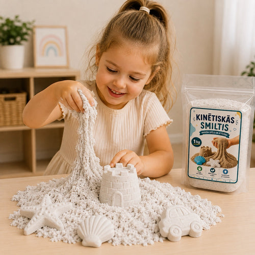 Kinētiskas smiltis rotaļām un mācībām