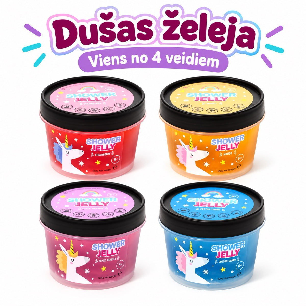 Vienradžu dušas želeja un zvaigznes formas ziepju sūklis bērniem