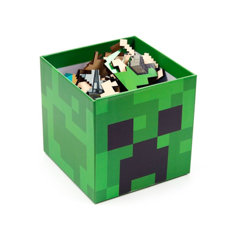 Minecraft koka puzles gabaliņi Creeper dizaina kastītē