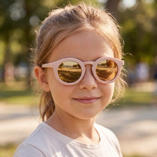 Bērnu saulesbrilles klasiskā stilā|gaiši rozā
