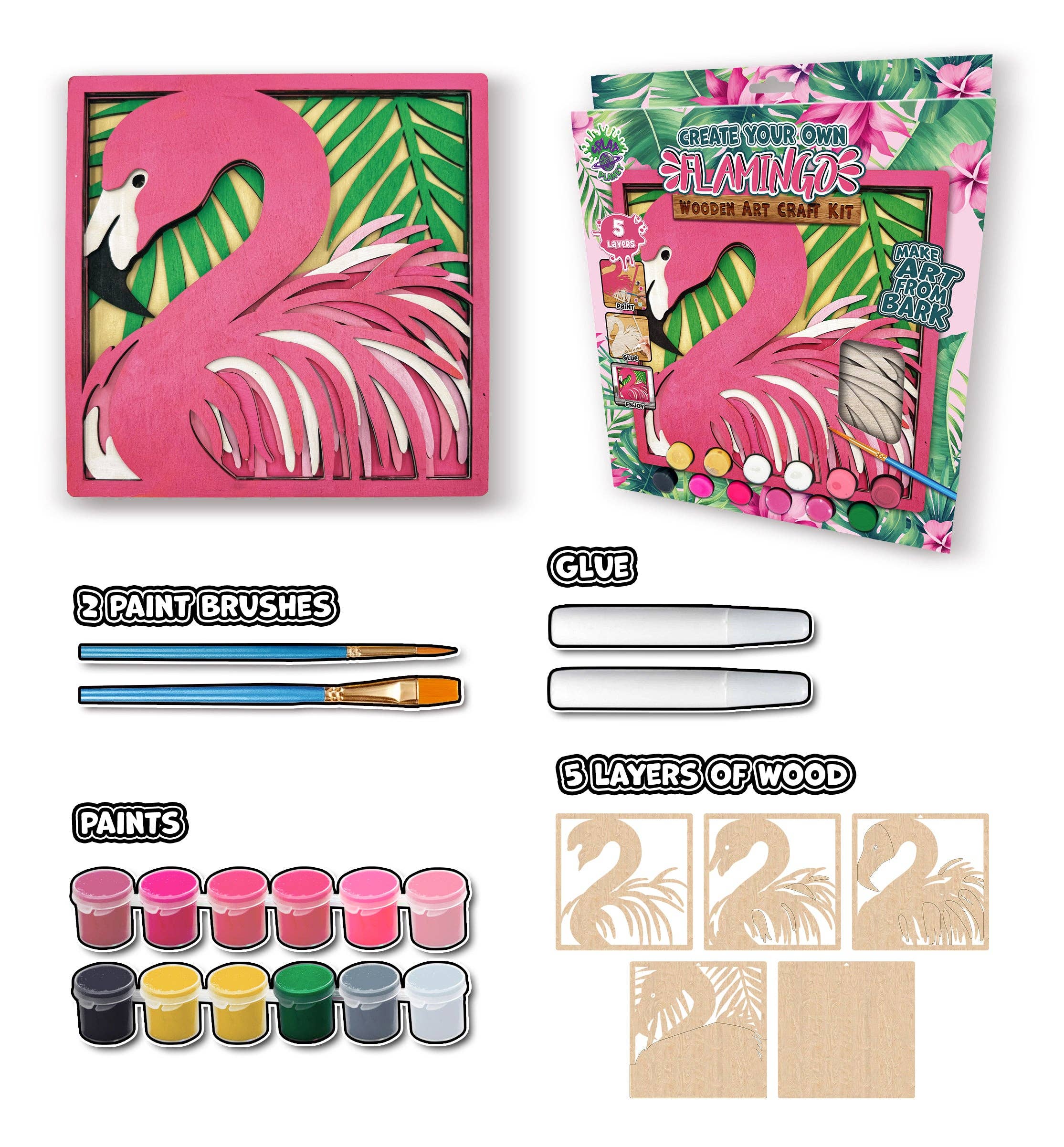 Gatavs izkrāsots 3D koka flamingo dekors