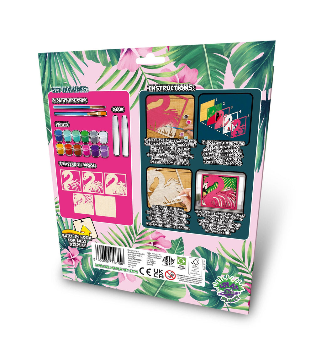 Koka mākslas komplekts flamingo dekorācijas izveidošanai