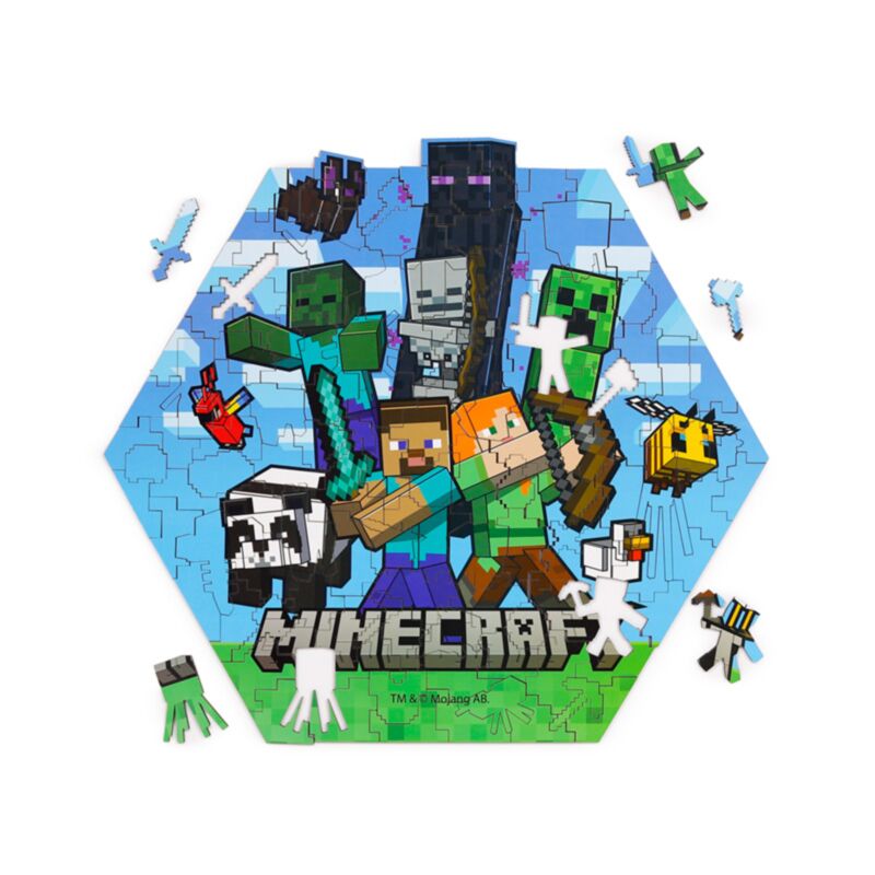Minecraft 130 gabalu koka puzle ar Creeper uzglabāšanas kastīti