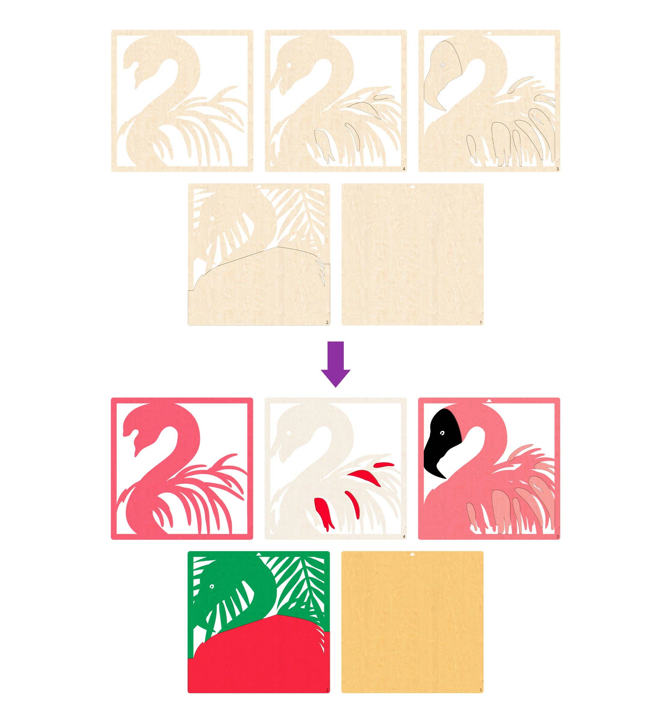 Flamingo gleznošanas komplekts ar krāsām, otiņām un līmi