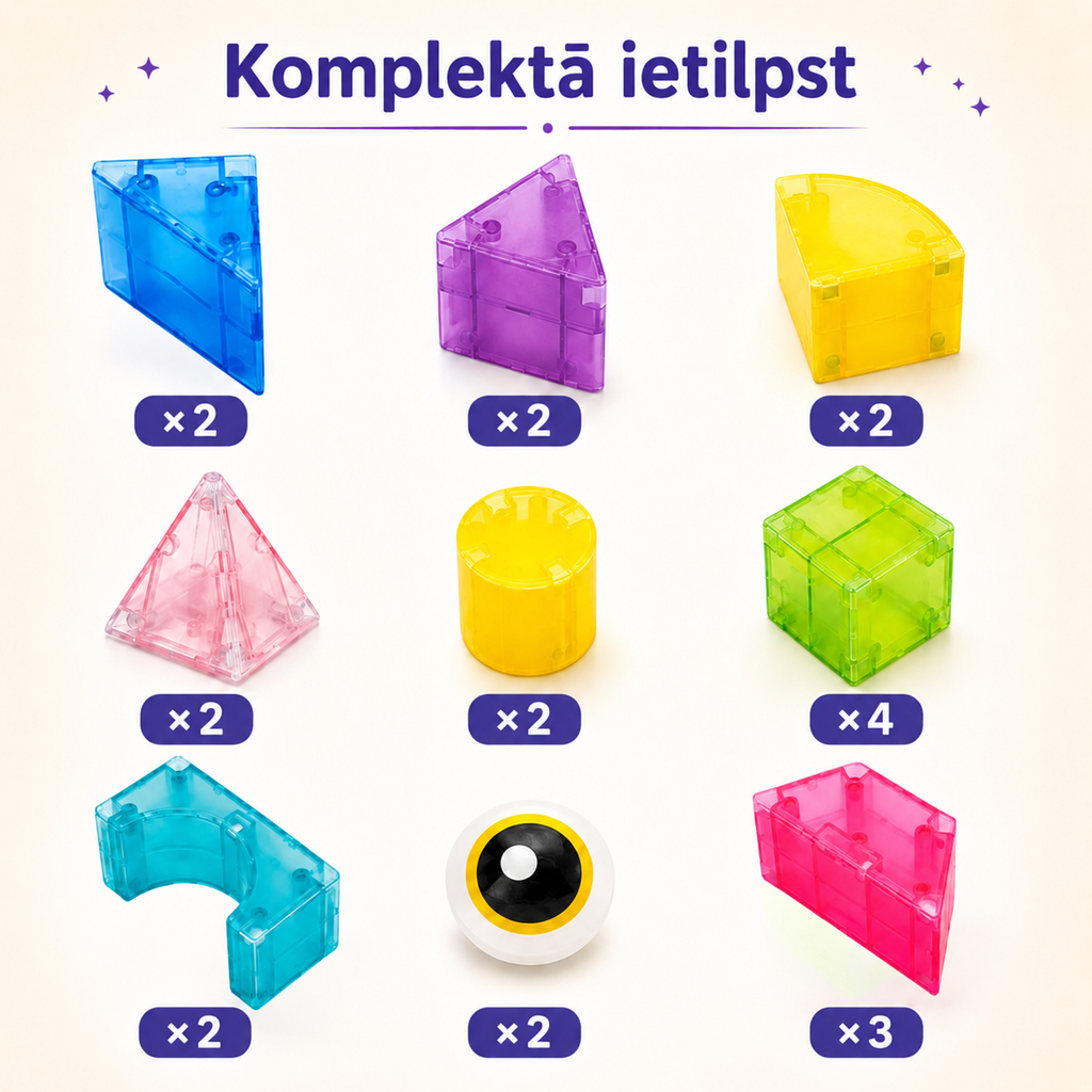 21 detaļas magnētiskais būvēšanas komplekts bērniem
