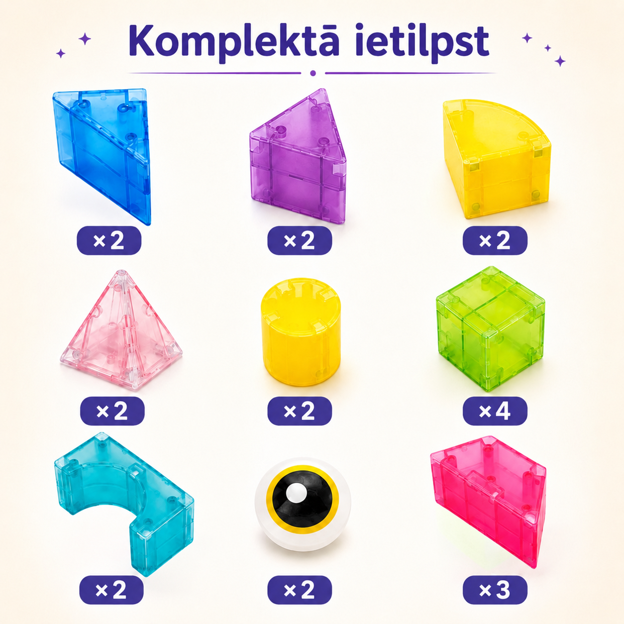 21 detaļas magnētiskais būvēšanas komplekts bērniem