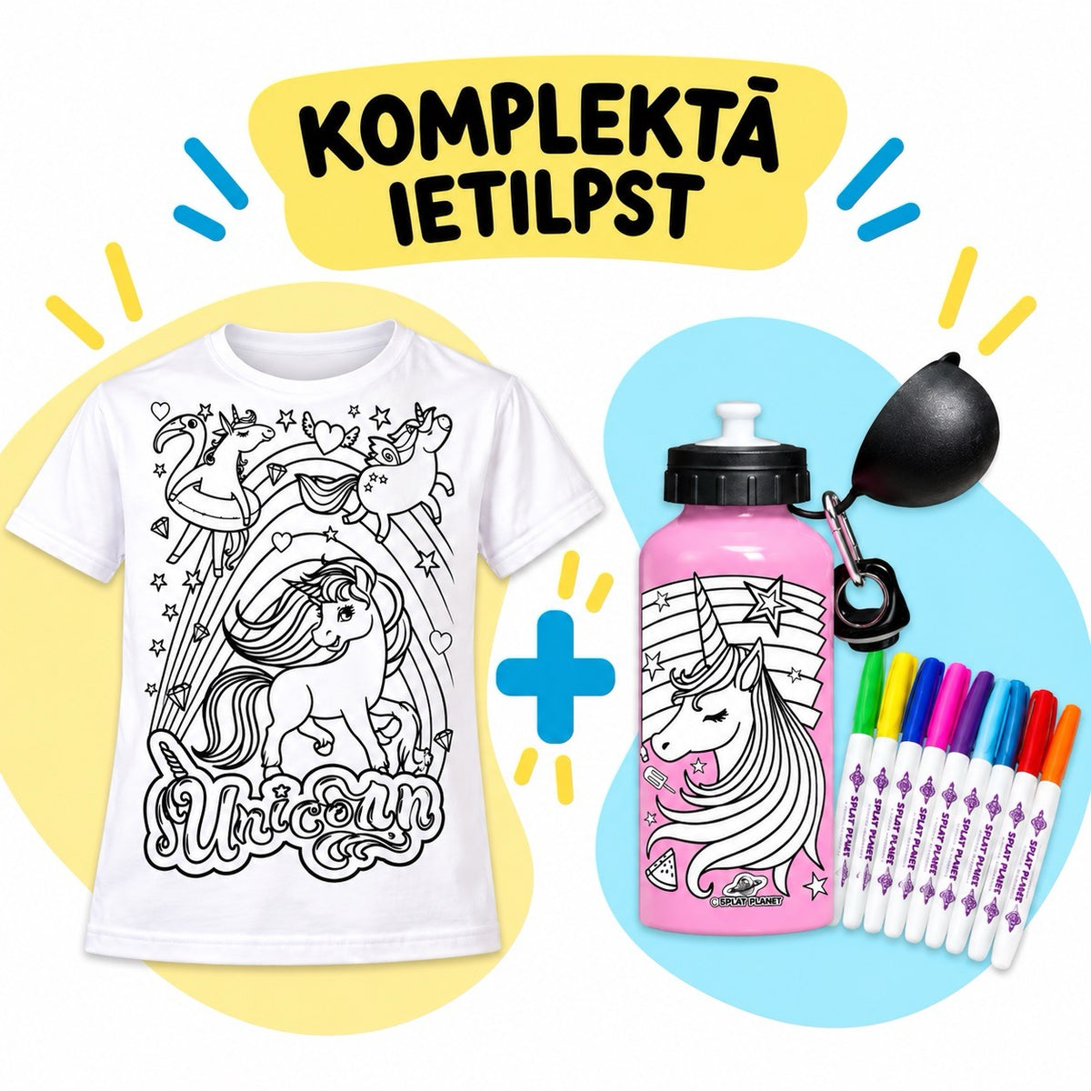 Komplekts vienradžu faniem|T-krekls un ūdens pudele