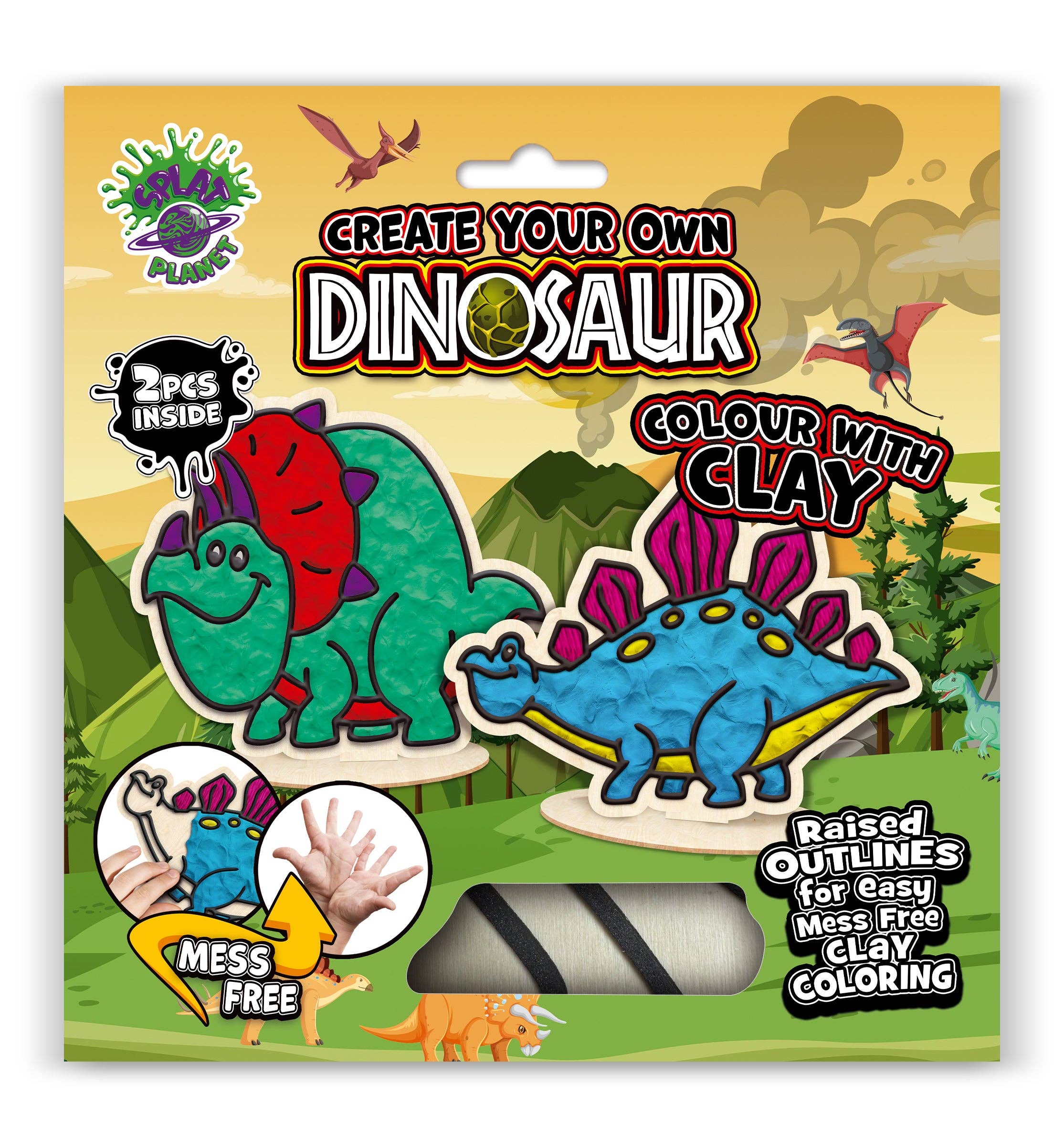 Bērnu modelēšanas masas komplekts ar diviem dinozauru attēliem