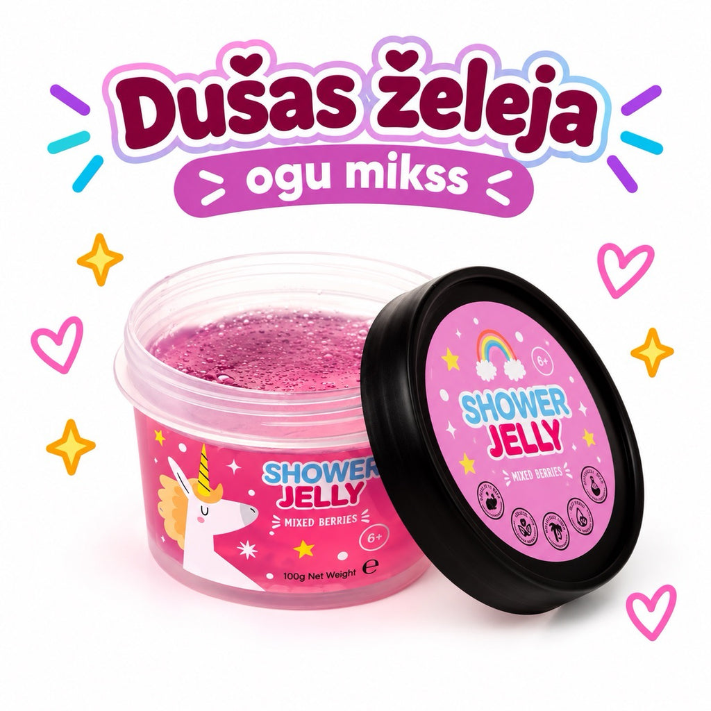 Vienradžu dušas želeju komplekts ar 4 aromātiem