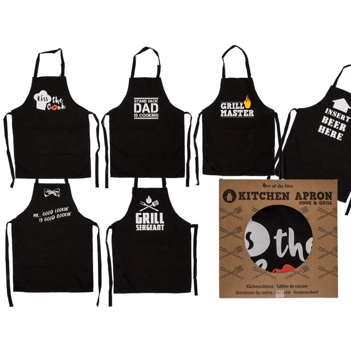 Melns kokvilnas priekšauts | Grill Master dizains