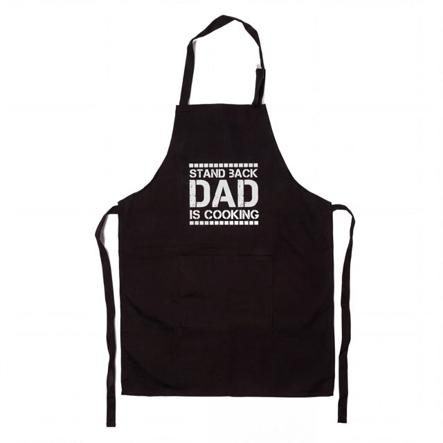 Melns kokvilnas priekšauts | Stand Back Dad Is Cooking dizains