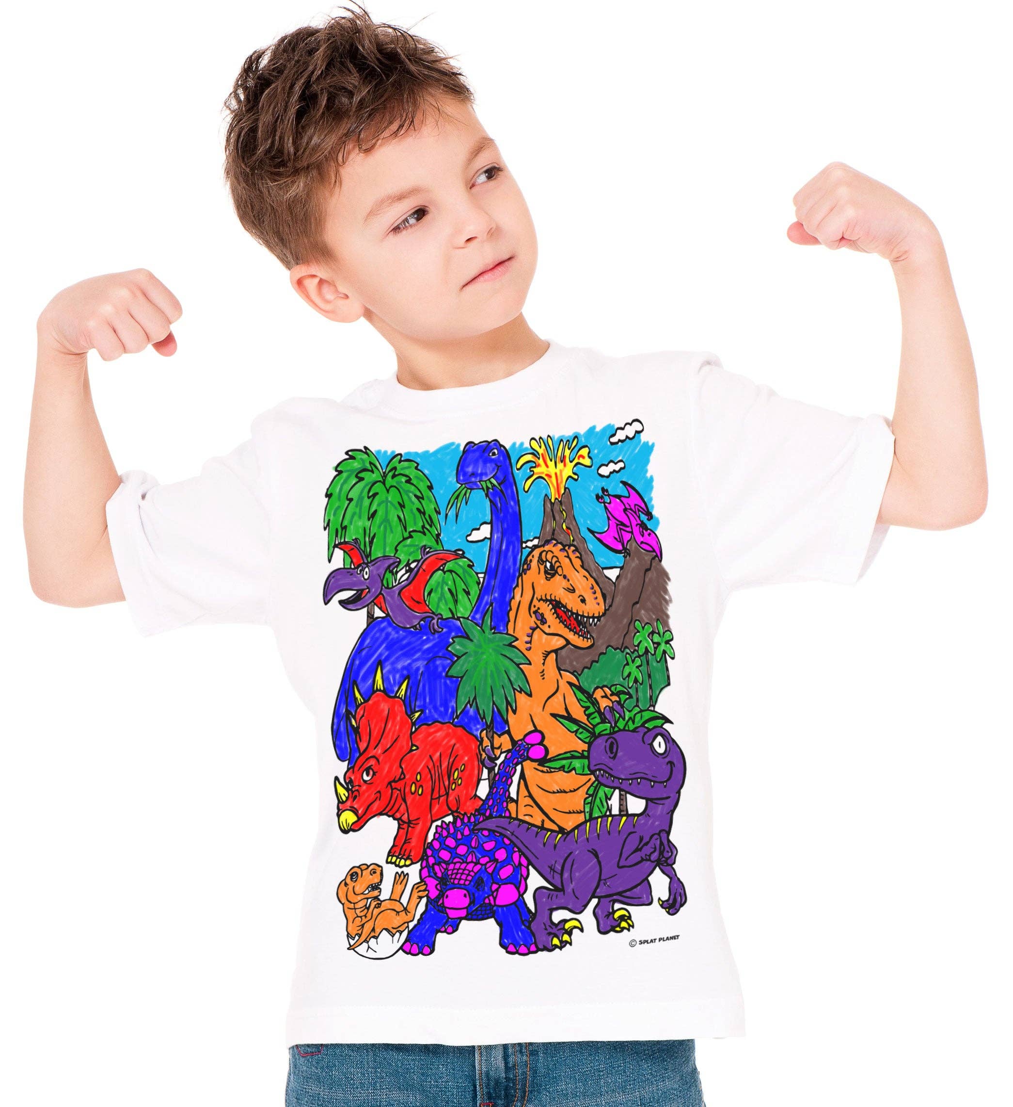 Bērnu izkrāsojams T-krekls ar dinozauru tēmu
