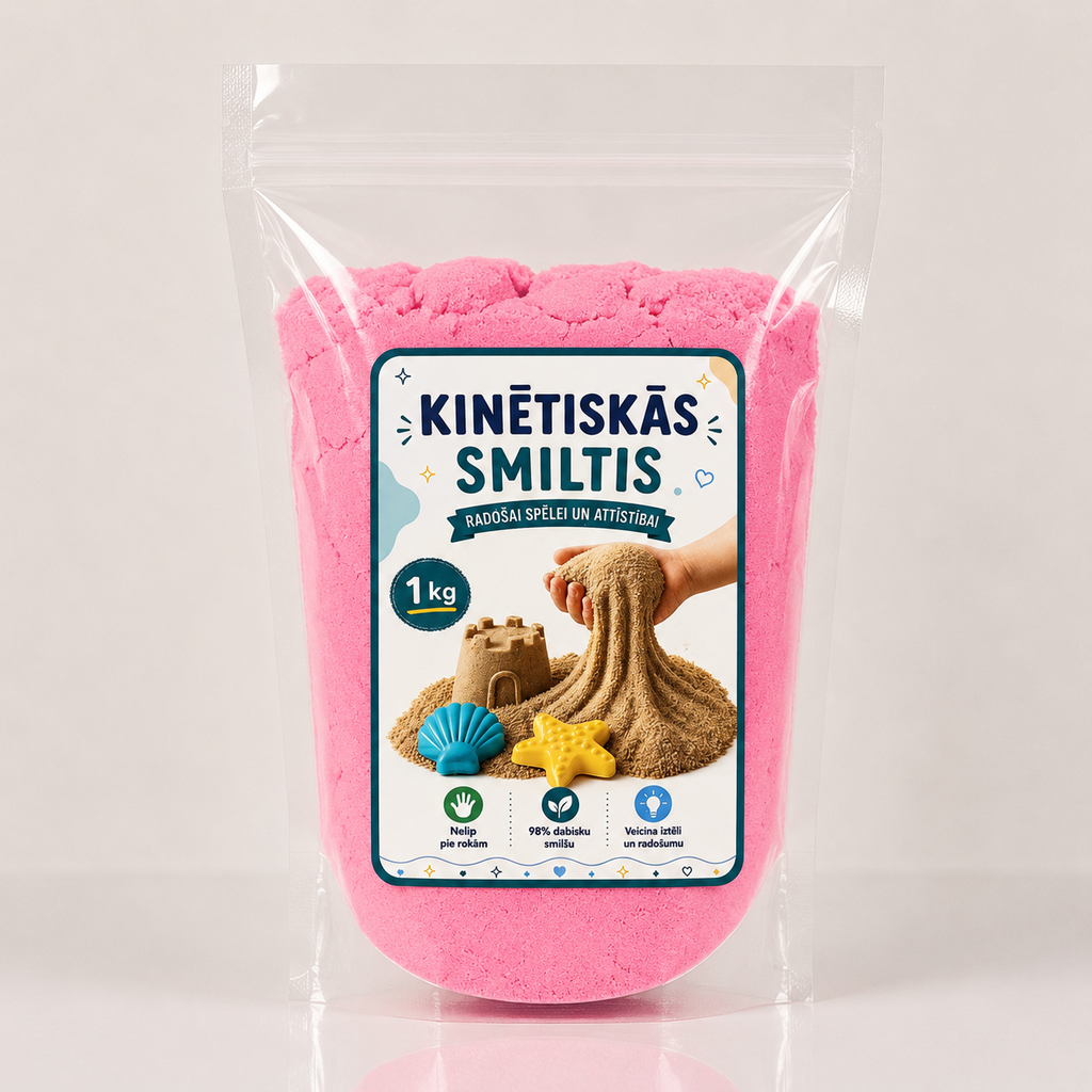 Rozā kinētiskās smiltis bērniem 1 kg iepakojumā