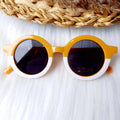 Bērnu saulesbrilles retro stilā|dzelteni baltas