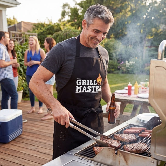 Melns kokvilnas priekšauts | Grill Master dizains